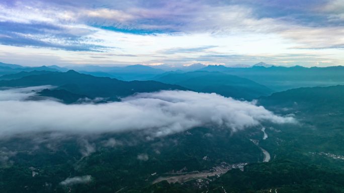 唯美清雅自然景观山川大地云雾航拍延时素材