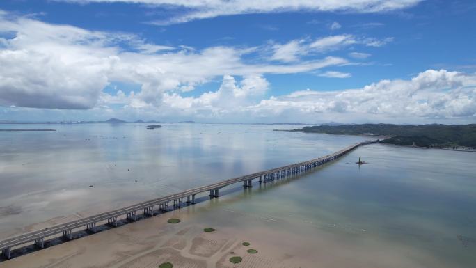 漳州市漳江湾跨海大桥漳江口东山湾航拍