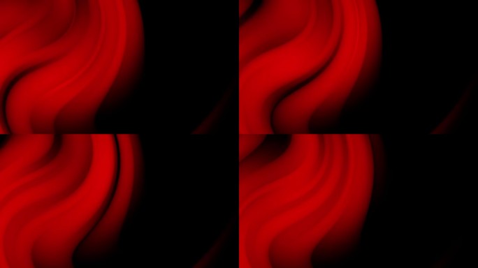流体波运动红色或抽象织物和混合黑色背景。柔和的波浪渐变图案。背景和空白空间。催眠形状混合效果