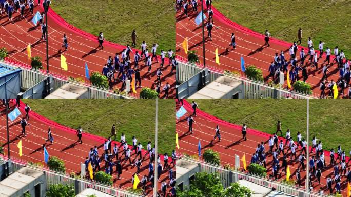 宝安学校体育场集合运动的学生