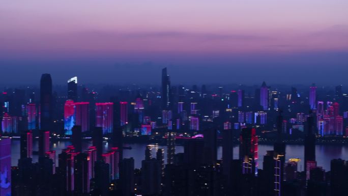 武汉长江两岸夜景航拍