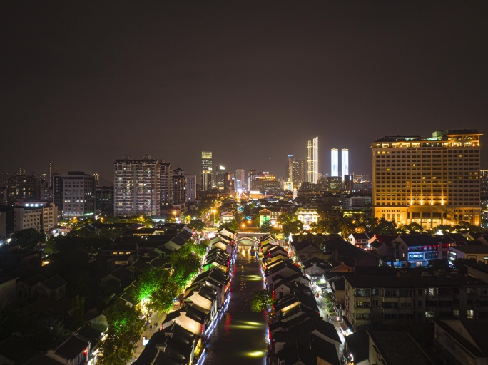 无锡梁溪区南禅寺看市中心夜景直线延时