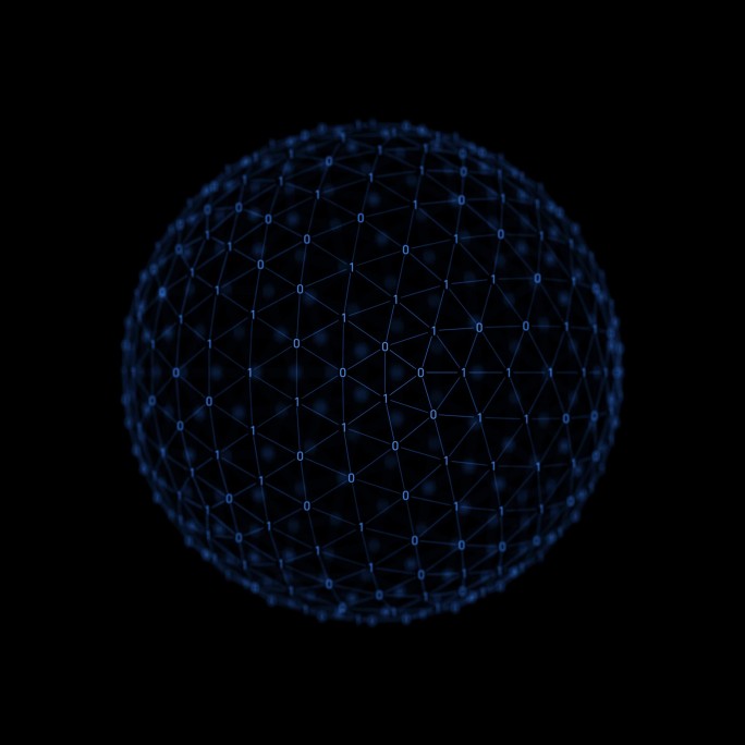 科技感数字连线球体 循环 带透明通道
