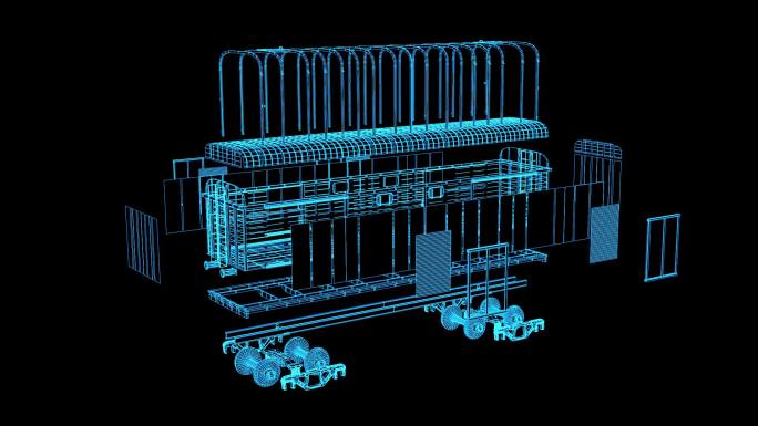 全息线框火车拆解动画带通道