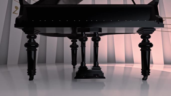圆形音乐厅大厅钢琴演奏广告创意三维动画