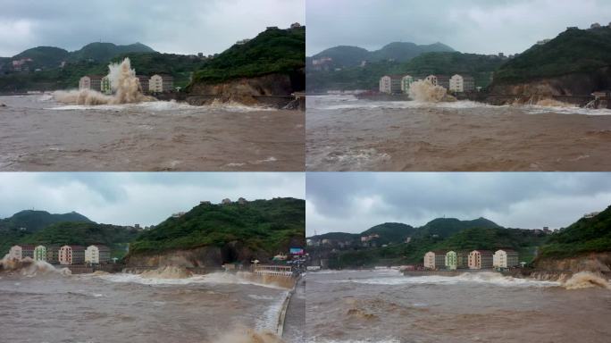 浙江温岭石塘金沙滩，台风天气