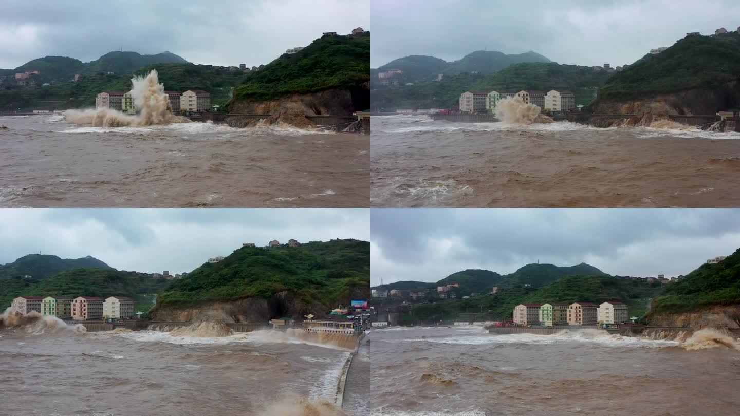浙江温岭石塘金沙滩，台风天气