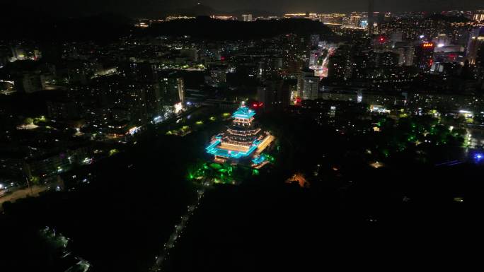 台州温岭东辉阁夜景航拍