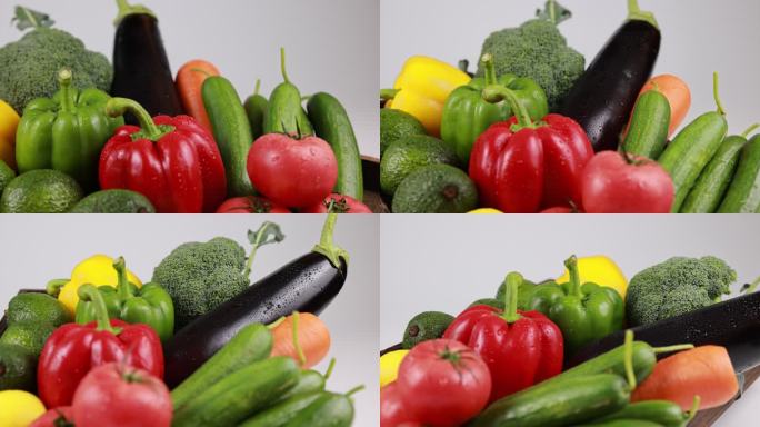 白色背景下的蔬菜特写镜头