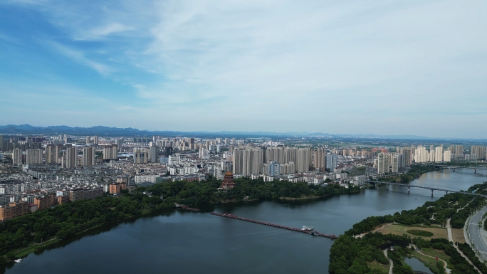 航拍鹰潭城市地标鹰潭大景鹰潭建设