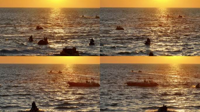 海岛海边落日夕阳航拍