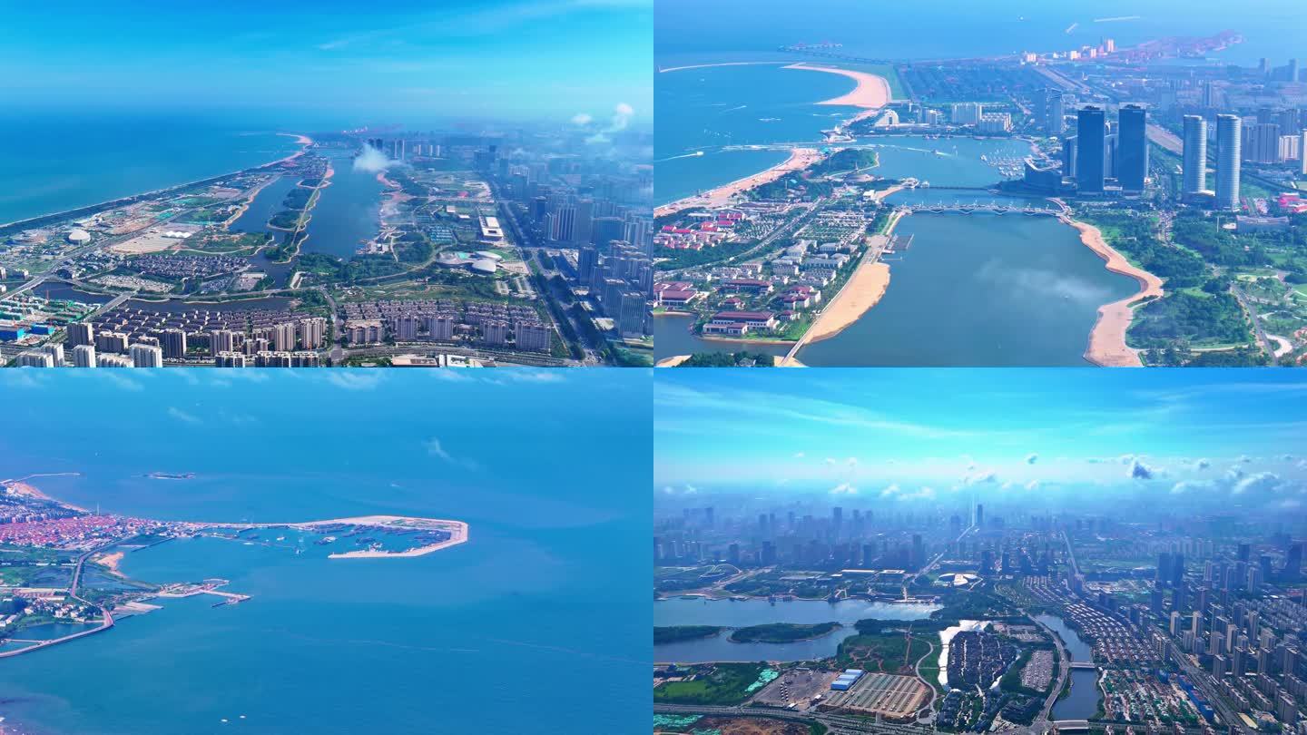 4k60海港航拍沿海城市 城市宣传片多段