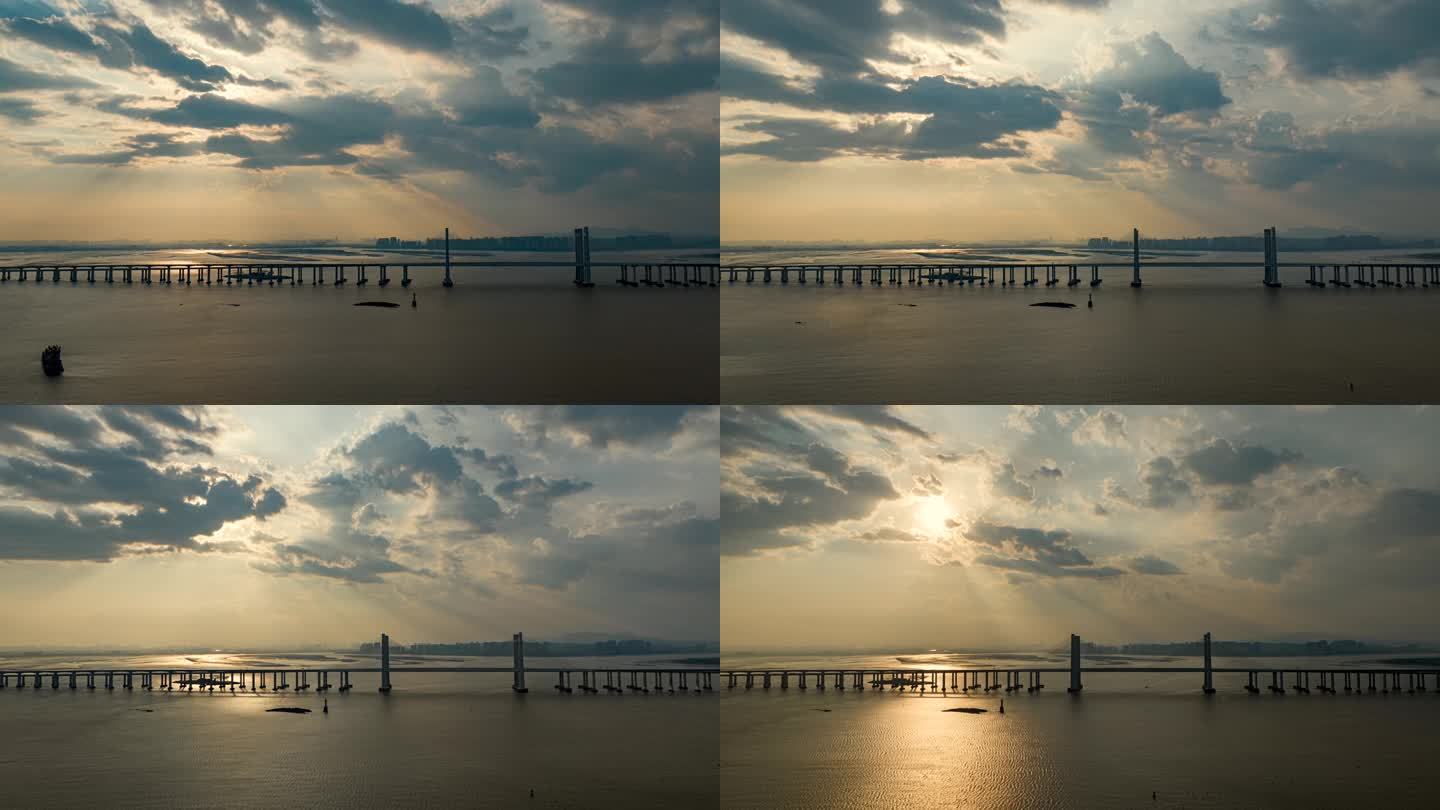 泉州湾大桥 延时摄影 丁达尔光效