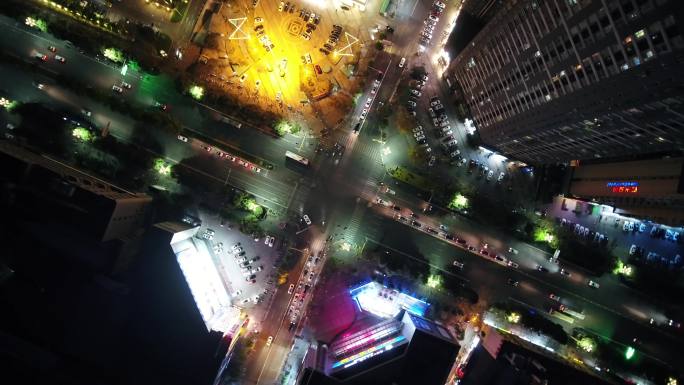 马路航拍道路公路夜景延时摄影交通市道路