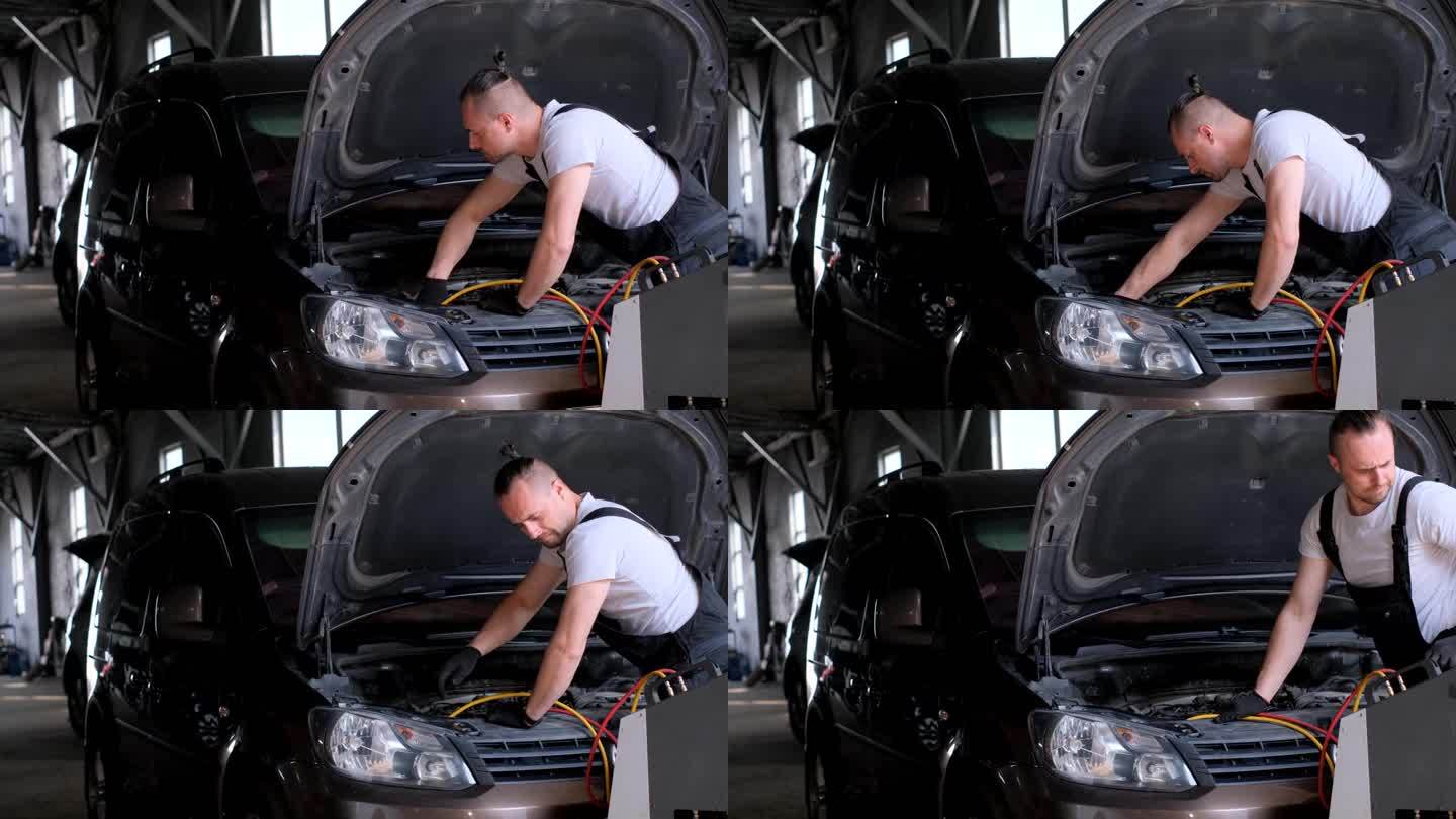 检查车辆交流空压机冷却系统是否泄漏。汽车空调维修