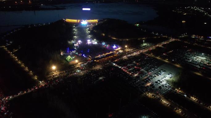 宁夏银川市无人机灯光秀航拍夜景4K宣传片