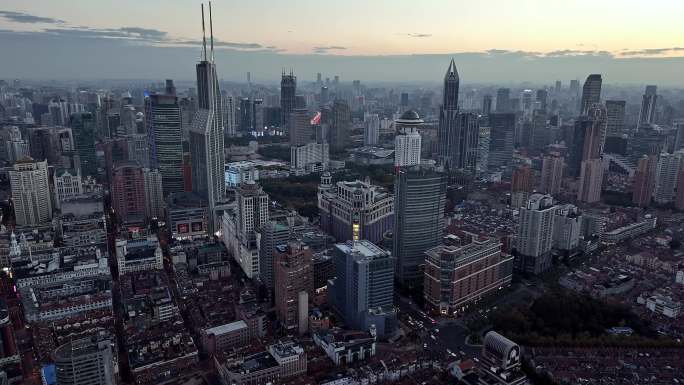 上海市中心浦西航拍全景