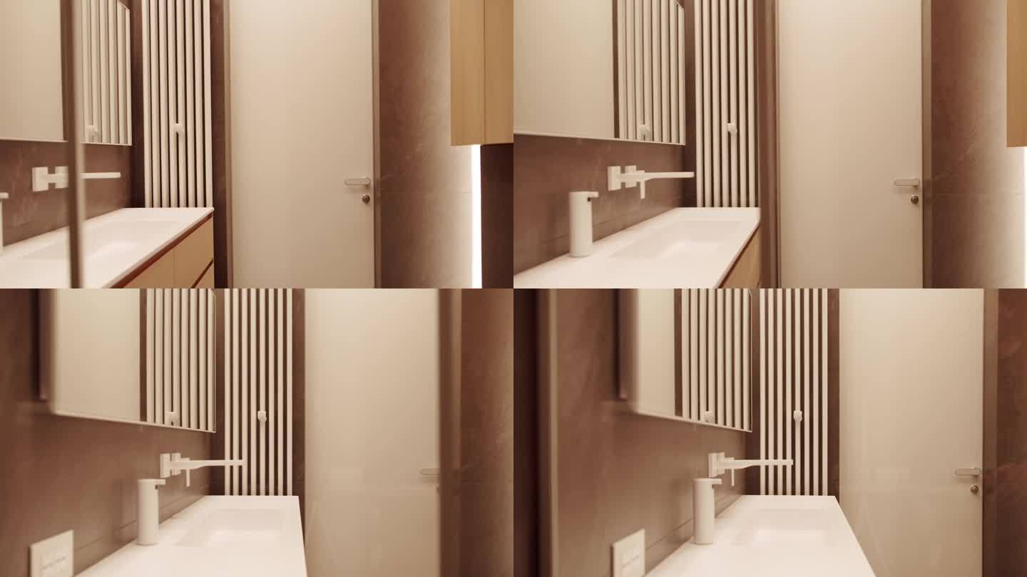 设计简约的现代浴室。豪华浴室内饰，