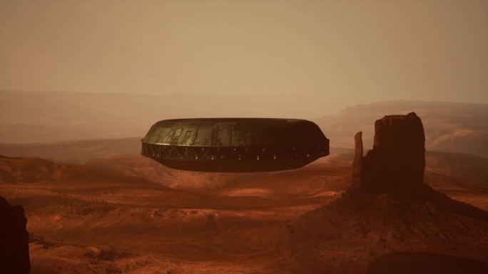 神秘的宇宙飞船在亚利桑那沙漠上空盘旋