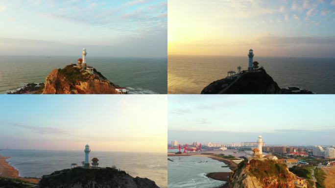 海边灯塔环绕拍摄 领航 港湾 指引 城市