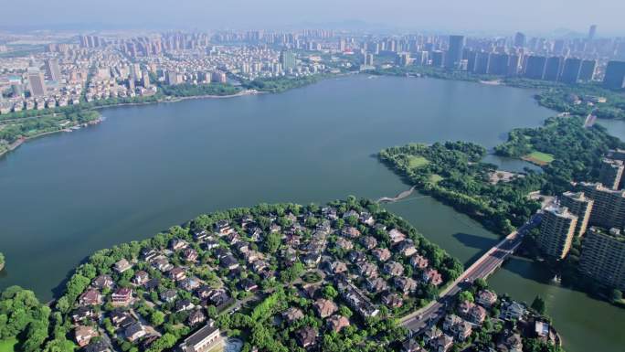 柯桥瓜渚湖全景 柯桥城市大景