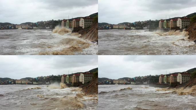 浙江温岭石塘金沙滩，台风天气