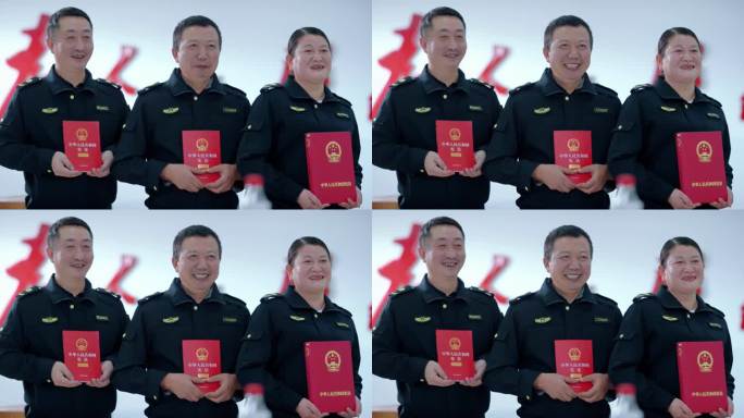 【4K】司法工作人员手捧宪法微笑