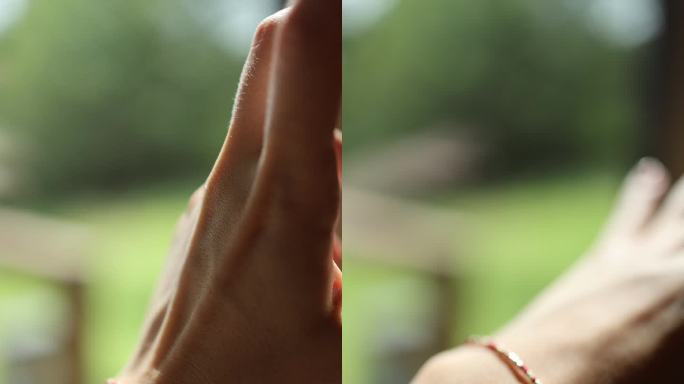 戴在女人手腕上的一种用红线做成的手镯，象征着太阳光线下的摩尔斯电码。胸饰女人手上的胸饰垂直视频