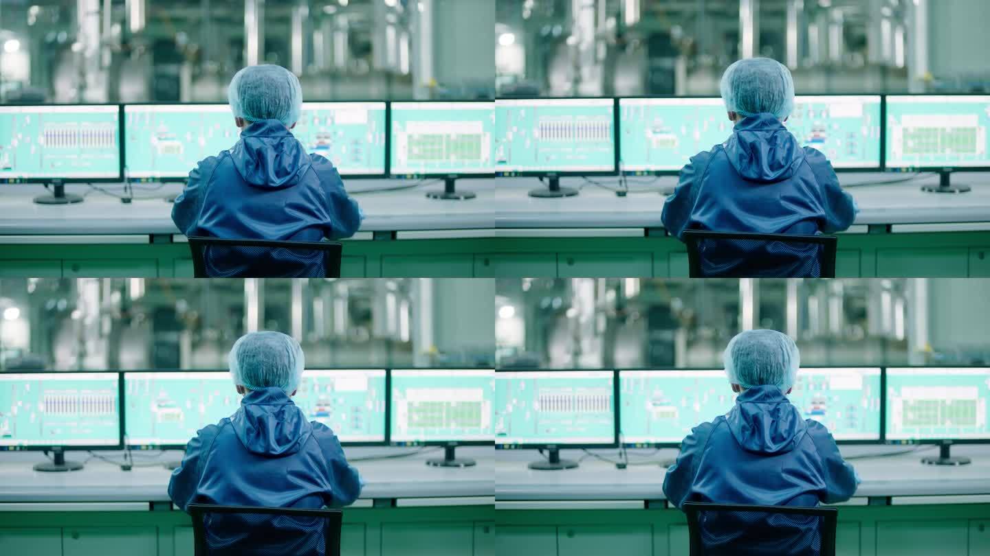 工厂 工人 操作 电脑 屏幕 技术质量