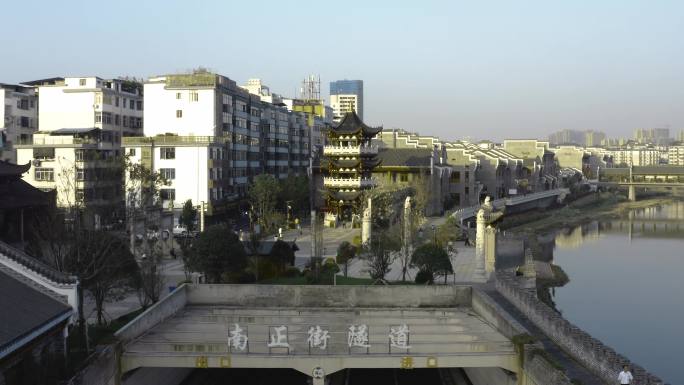 江西萍乡南正街航拍白天夜晚街景