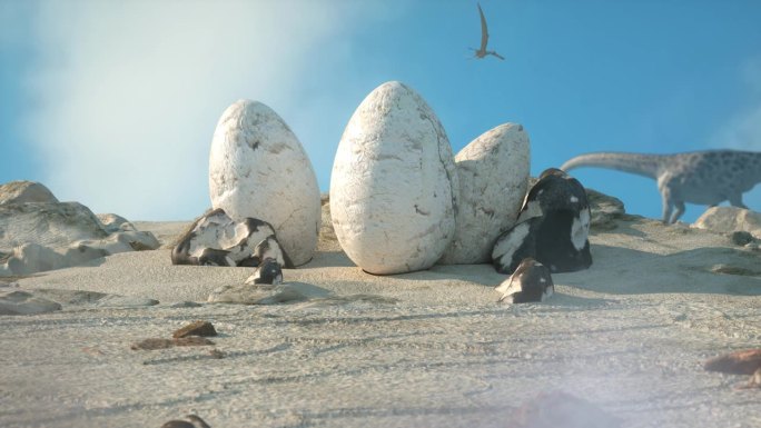 史前时期恐龙时代的恐龙蛋3d渲染
