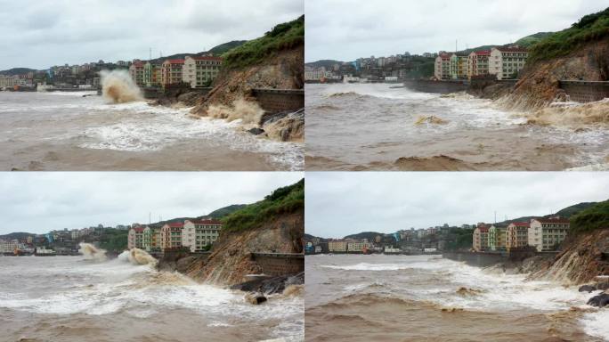 浙江温岭石塘金沙滩，台风天气