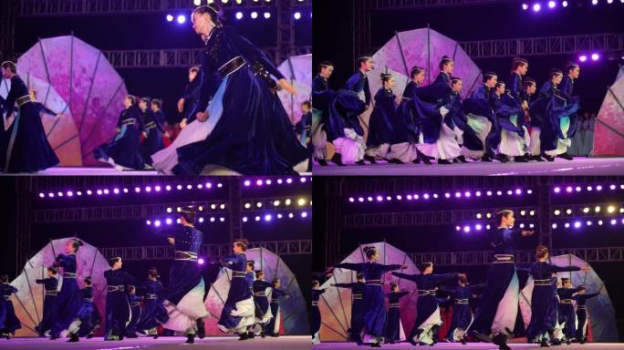 蒙古舞蹈少女长裙优美舞姿舞台表演高清视频