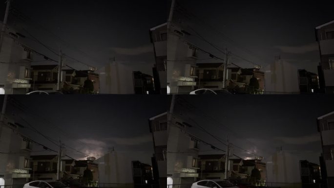令人眼花缭乱的闪电风暴照亮夜空的迷人库存视频镜头