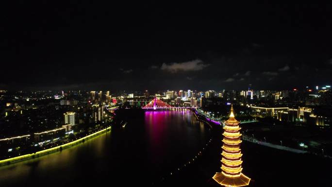 江西赣州翠浪塔夜景灯光航拍 (10)