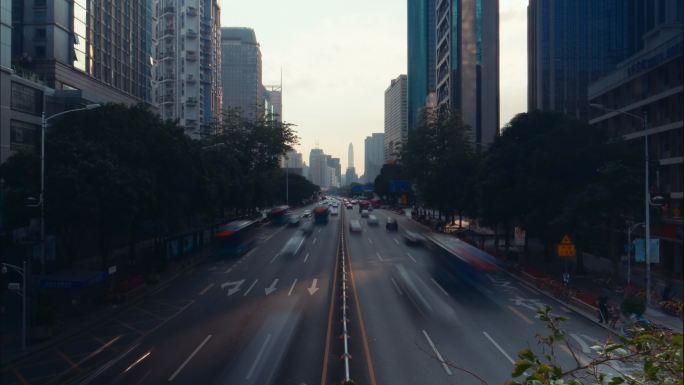 CBD 城市车流 深圳 深南大道 繁忙