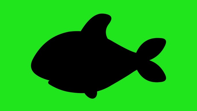 视频动画图标黑色剪影鱼游泳