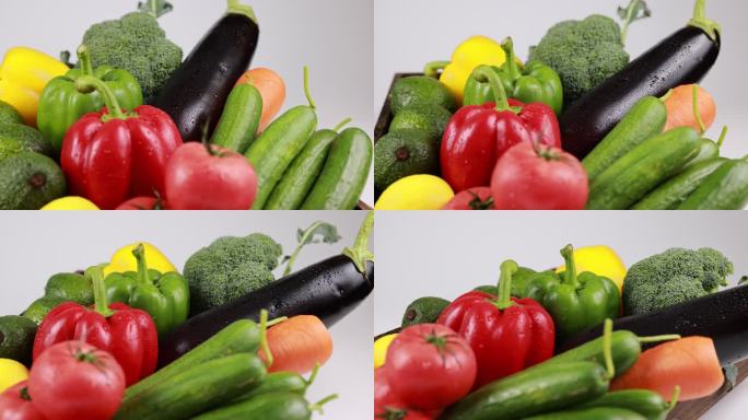 白色背景下的蔬菜特写镜头