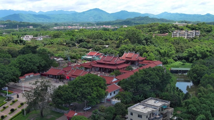 夏天寺庙庙宇古建筑航拍运动延时摄影宣传片