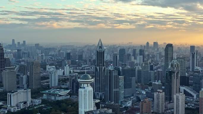 上海市中心浦西航拍全景