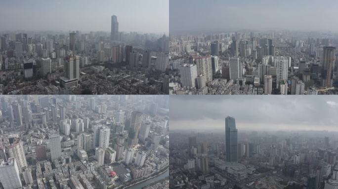 城市航拍延时摄影大气城市大景市民中心4K