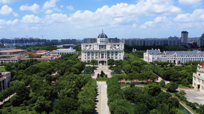 4k航拍上海外国语大学松江校区