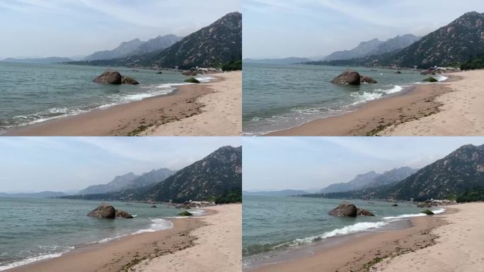 旅游宣传 海边沙滩海浪山海崂山