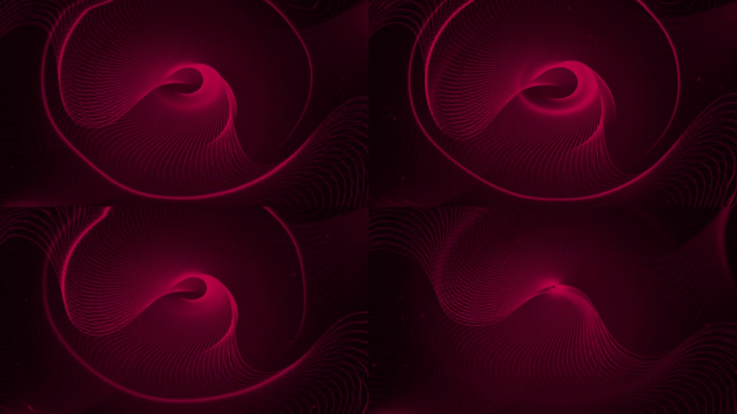 光滑的深红胭红红宝石线波浪暗数字丝线波浪抽象数字灯光背景，数字粒子网络或技术背景，动画无缝循环背景4