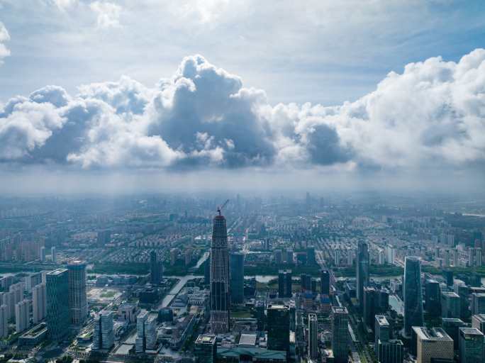 宁波东部新城台风云耶稣光延时白天