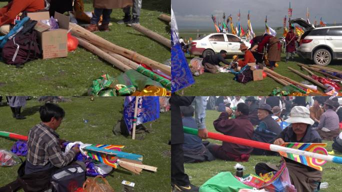 青藏高原风情藏族插箭 藏族庆典