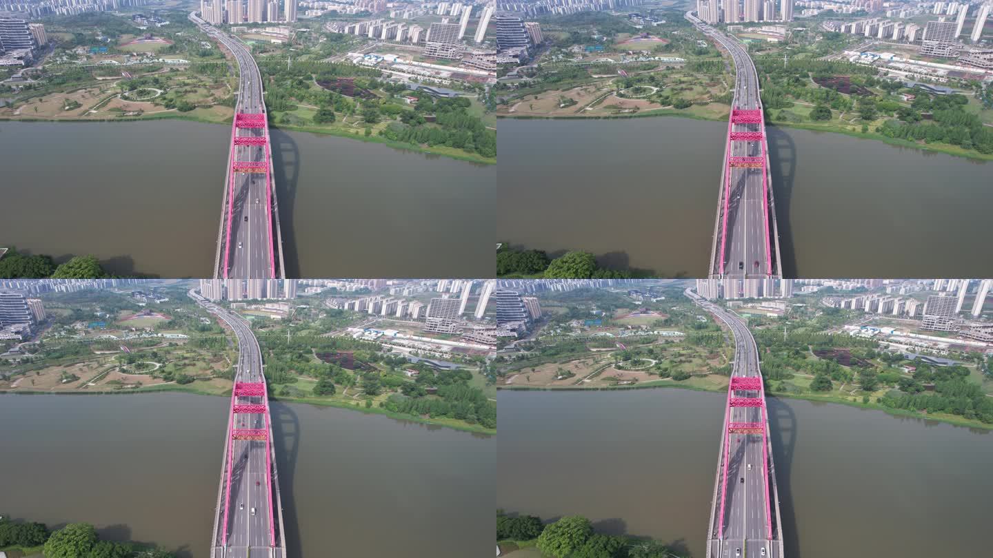 江西赣州新世纪大桥交通航拍