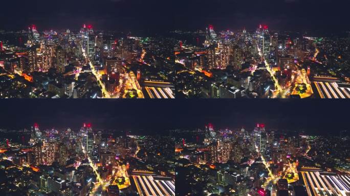 澳大利亚新南威尔士州悉尼CBD市中心各种建筑夜间飞行中央车站的4K鸟瞰图
