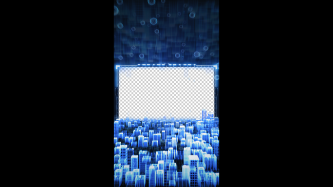 科技蓝色城市视频框