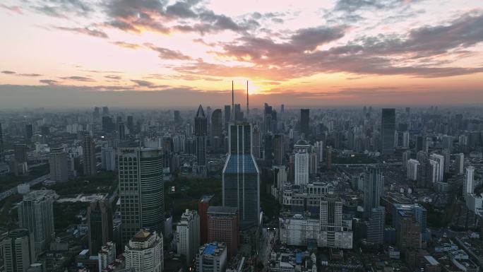 上海市中心浦西航拍全景